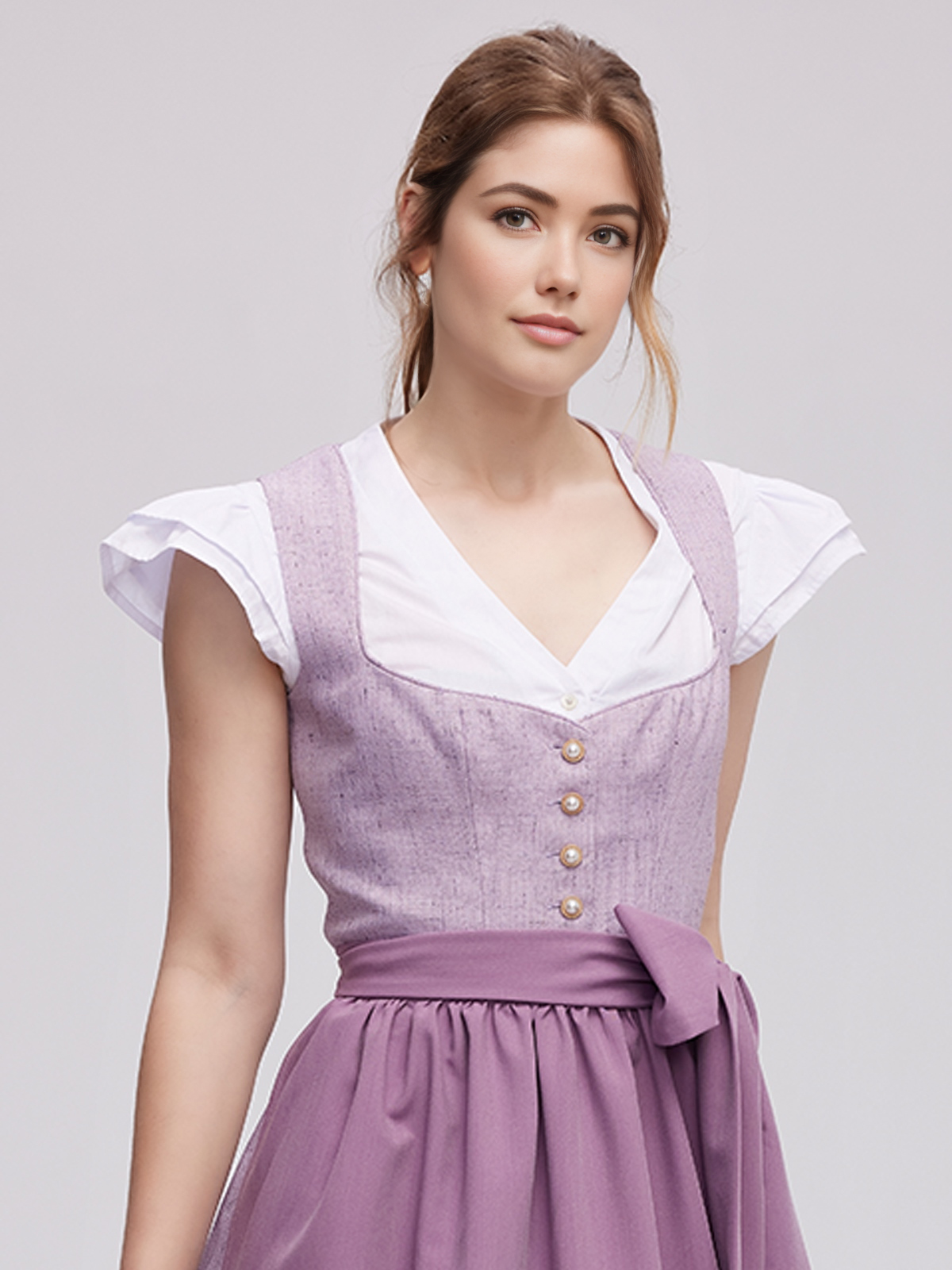 Langarm Dirndl Bluse in Lila